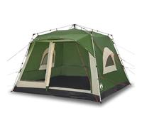 Family Cabin Tent 7-Person Green Waterproof Quick Setup - 190T Polyester PU Coated Outdoor Camping Shelter with E-Port - Spacious Instant Cabin Tent for Family Camping Trips and Backyard Adventures