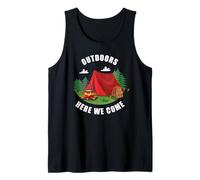 Family Camping Vacation Nature Trip - Outdoors Here We Come Camiseta sin Mangas