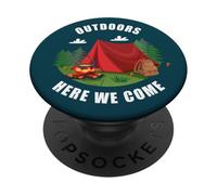Family Camping Vacation Nature Trip - Outdoors Here We Come PopSockets PopGrip Adhesivo