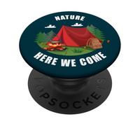 Family Camping Vacation Trip - Nature Here We Come PopSockets PopGrip Adhesivo