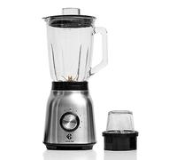 Family Care Batidora de Vaso, 1250 W, Licuadoras para Zumos y Batidos, 6 Cuchillas Titanium, Jarra Vidrio 1,5 L, 4 Velocidades + Turbo, Molinillo Café, Acero Inoxidable
