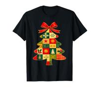 Family Christmas Patchwork Tree Holiday Xmas Vibes Men Women Camiseta