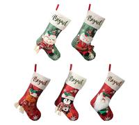 Family Christmas Stockings, Christmas Sock Bags, 5 Piece Candy Bag Stockings Cute For Chocolates Prizes Goodie Stuffers Tree Mantle Family Holiday Party