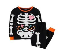 Family Feeling Kids Toddler Girls Boys Conjuntos de pijamas de esqueleto para Halloween Toddler Glow In The Dark Traje De Embarazada (3-4 Years)