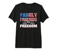 Family Friends and Freedom American Flag 4th of July Camiseta Premium