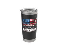 Family Friends And Freedom American Flag 4th Of July Vaso térmico de acero inoxidable de doble pared