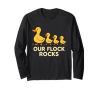 Family Funny Matching Group Our Flock Rocks Cute Yellow Duck Manga Larga