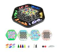 Family Games Chess, 4 en 1 Family Chess Set Checkers Snake Flying Chess Chain Puzzle Game Travel Set Magnetic Multi-Game Board for Family Fun Night Portable Compact Game for Kids Adults