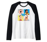 Family Guy Colorful Pop Art Character Grid Funny Cartoon Camiseta Manga Raglan
