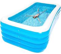 Family Inflatable Swimming Pool 300 x 200 cm | Large Rectangular Garden Pool 4 Layers | Plastic Pool for Children and Adults, Sturdy and Thick for Summer, Easy to Assemble and Empty