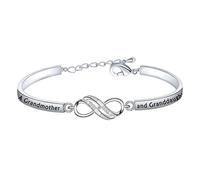 Family Jewelry - Pulsera para abuela con texto en inglés "The Love Between Grandmother and Granddaughter is Forever", regalos para abuela, regalos de abuela de nieta, S, Metal
