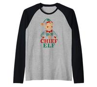Family Matching Elf Chief Elf Fun Fun Navidad para Hombre Camiseta Manga Raglan