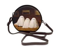 Family Of Ghosts Sitting On The Sofa - Bolso cruzado redondo de piel para mujer