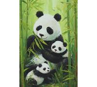 Family of Pandas in a Bamboo Forest Lined Journal: Capture Thoughts, Find Calm, and Reflect in Nature’s Beauty