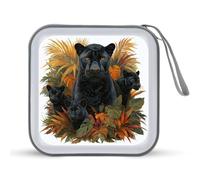 Family of Panthers - Estuche portátil para CD o DVD, diseño de hojas tropicales de la selva