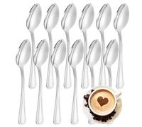 FAMILY Pack 12 Cucharillas de Moka 10x2CM Acero Inoxidable Diseño Línea, Elegancia y Funcionalidad para Cada Ocasión, Cubiertos de Alta Gama para Hogar y Restaurante