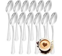 FAMILY Pack 12 Cucharillas de Moka 10x2CM Acero Inoxidable Diseño Punto, Elegancia y Funcionalidad para Cada Ocasión, Cubiertos de Alta Gama para Hogar y Restaurante
