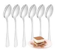 FAMILY Pack 6 Cuchara de Postre 15x3CM Acero Inoxidable Diseño Línea, Elegancia y Funcionalidad para Cada Ocasión, Cubiertos de Alta Gama para Hogar y Restaurante