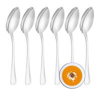 FAMILY Pack 6 Cuchara de Sopa 20x4.3CM Acero Inoxidable Diseño Línea, Elegancia y Funcionalidad para Cada Ocasión, Cubiertos de Alta Gama para Hogar y Restaurante