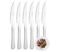 FAMILY Pack 6 Cuchillo de Carne 21.5x2CM Acero Inoxidable Diseño Línea, Elegancia y Funcionalidad para Cada Ocasión, Cubiertos de Alta Gama para Hogar y Restaurante