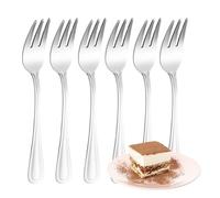 FAMILY Pack 6 Tenedor de Postre 15x1.7CM Acero Inoxidable Diseño Línea, Elegancia y Funcionalidad para Cada Ocasión, Cubiertos de Alta Gama para Hogar y Restaurante
