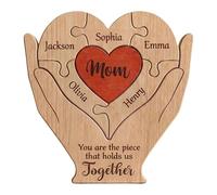Family Puzzle, Wooden Heart Shape Table Sign Decor, 5,91 x 5,91 x 0,71 pulgadas Home with Base Design, Game Kit for Apartment, Entryway Holder for Living Room Holiday Party Gathering and Entertainment