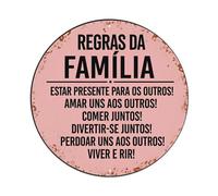 Family Rules Be Present Love Eat Have Fun Forgive Live - Letrero redondo de metal vintage para cafetería, bar, pub, decoración de pared del hogar, póster de metal de 8 x 8 pulgadas