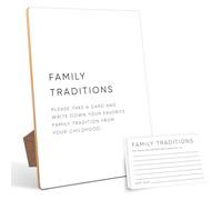 Family Traditions - Juegos de baby shower, decoraciones de baby shower, letreros de baby shower, decoraciones de revelación de género, bingo de baby shower, 1 letrero de juego de madera con soporte y