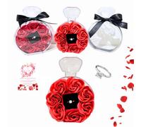 FAMILYCOM. Caja de Joya con Rosa Eterna y Anillo Ajustable con Diamante. Regalos Originales para Mujer Mama Novia. Caja Regalo San Valentin.