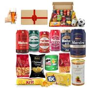 FAMILYCOM. Cesta Cervezas Mahou. Regalo original con frutos secos y snacks. Surtido de Cervezas Mahou 5 Estrellas para regalar. Regalo original para Él, Ella, Día del Padre, cumpleaños.