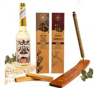 FAMILYCOM Florida Agua de Perú Original Botella de 270ml Murray Y LanMan. Pack con Incieso Sandalo, Palo Santo y Porta Incienso. Amarilla Original de Perú