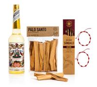 FAMILYCOM Florida Agua de Perú Original, Incienso Sandalo, Palo Santo Y 2 Pulseras Roja 7 Nudos. Pack Completo 270ml Agua Florida, 30 gr Palo Santo, 1 Incienso Sándalo. Original de Perú