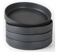 famiware Star 825 Pasta Bowls Large Dinner Bowls Set of 4 Salad Bowl Plates Shallow Bowls for Eating Matte Dark Charcoal