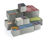 FAMKEEP 10 Pcs Organizador Armario Ropa,Cajas Organizadors Cajones,Cajas Organizador Cajones Tela,Organizador Ropa Interior para Camisetas Calcetines Sujetadore (Gris