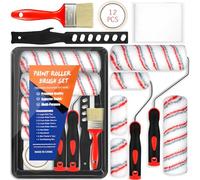 FAMKEEP 12pcs Kit Rodillo Para Pintar Paredes, Rodillo de Pintura Antigoteo,Kit Pintar Pared Kits de Herramientas de Pintura con Bandeja,Cinta,Brocha Pintura para Decoración del Hogar