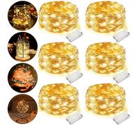 FAMKEEP 6 Piezas Cadena de Luces con Pilas,30 LEDs 3M Alambre de Cobre Guirnaldas Luces,2 Modo Luces Plata Alambre Cadenas,Impermeable Navidad Luces Decorativas,Guirnalda Cadena de Luces,para Navidad