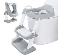 FAMKEEP Adaptador WC Niños,Reductor Portatil Orinal Asiento Baño Inodoro con Escalera, Adaptador WC Niños,Ajustable, Plegable, PU Cojín Acolchado, Antideslizante, para Inodoros en Forma de V, U o O