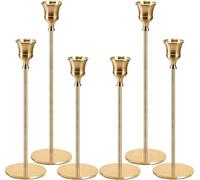FAMKEEP Candelabros de Metal 6 pcs Estilo Retro Comedor Candelabro Dorado Candelabro Decorativos para Navidad Halloween Acción Gracias Bodas Jardin Retro Decoración de Mesa