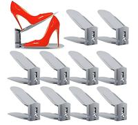 FAMKEEP Set de 10pcs Organizador Zapatos,Desmontable Soporte de Calzado,Soporte de Calzado de Altura Ajustable,Adecuada para Mujeres y Hombres,Ahorra Espacio (Gris)
