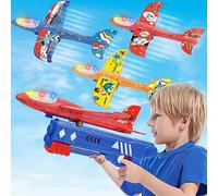FAMKEEP vion Juguete, Avión Volador Planeador Espuma, Lanzador de Aviones con Pistola de Tiro, Juego Aire Libre Jardín,Infantil Regalo Navidad Cumpleaños para 3-12 Años Niños Niñas