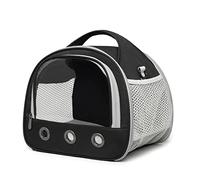 FAMKIT Bolsa de transporte transparente para mascotas, portátil, para cobayas, con ventilación, alfombrilla de apoyo, color negro, 30 x 25 x 25 cm