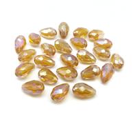 FAMLEAF 50 cuentas de cristal de 10 x 15 mm para hacer joyas, cuentas de l grima con agujero vertical, facetadas, espaciadoras para pulseras y co