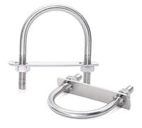 FamlTol M8 de Pernos en U 42mm de ancho interior Abrazadera en U de alta resistencia Soporte de perno en U redondo de acero con placa y tuerca hexagonal para fijación de tuberías | 2 juegos