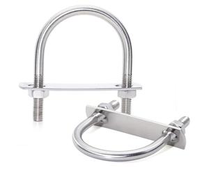 FamlTol M8 de Pernos en U 42mm de ancho interior Abrazadera en U de alta resistencia Soporte de perno en U redondo de acero con placa y tuerca hexagonal para fijación de tuberías | 2 juegos