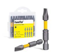 FamlTol SL10 Puntas de Destornillador Ranuradas 50 mm Cabeza Plana Magnética 10 Piezas de Acero S2 Vástago Hexagonal 1/4" para Reparación del Hogar Instalación Eléctrica y Fijación de Carcasas