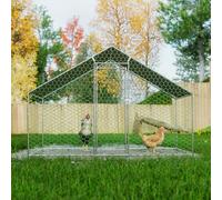 FammyLoft Gallinero de 3 x 1,5 x 2 m con cierre de seguridad, para exteriores, con paño de polietileno impermeable, recinto de metal con caño para pollos, conejos, gatos y otros animales pequeños
