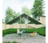 FammyLoft Gallinero de 3 x 2 x 2 m con cierre de seguridad, para exteriores, con paño de polietileno impermeable, recinto de metal con caño para pollos, conejos, gatos y otros animales pequeños
