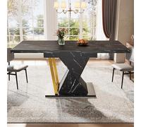 FammyLoft Mesa de comedor extensible (110 x 80 x 76 cm) con placa de apoyo reforzada, ofrece espacio para hasta 6 personas, extensible a 140 cm de longitud, mesas de comedor para cocina y salón, color