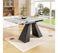 FammyLoft Mesa de comedor telescópica (99-159 x 74 cm), mesa de comedor extensible, mesa de cocina que ahorra espacio, amplia superficie de trabajo, mesas de comedor con patas columnares para cocina y