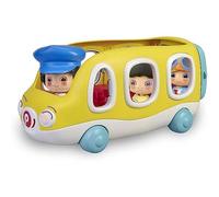 My First Pinypon, Happy Bus, Mi primer autobús escolar y figura de conductor, con espacio para 3 figuras, ruedas y panel con huecos para encajar formas geométricas de colores, FAMOSA